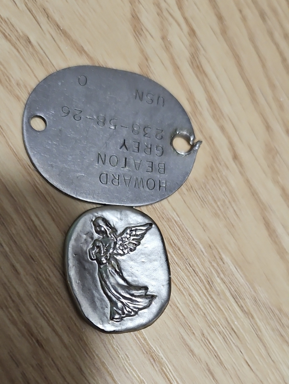 USN MEDICAL ID WITH THUMBMARK AT THE BACK.  And Angel LOVE.
